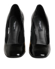 Dolce & Gabbana Black Gold Patent Leather Logo Heels Pumps Shoes