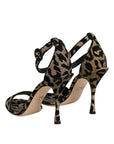 Dolce & Gabbana Gold Leopard Ankle Strap Heels Sandals Shoes