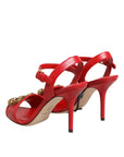 Dolce & Gabbana Red Leather DG AMORE Heels Sandals Shoes