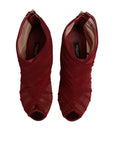 Dolce & Gabbana Red Tulle Ankle Boots Stiletto Heels Shoes