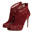 Dolce & Gabbana Red Tulle Ankle Boots Stiletto Heels Shoes