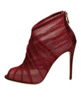 Dolce & Gabbana Red Tulle Ankle Boots Stiletto Heels Shoes