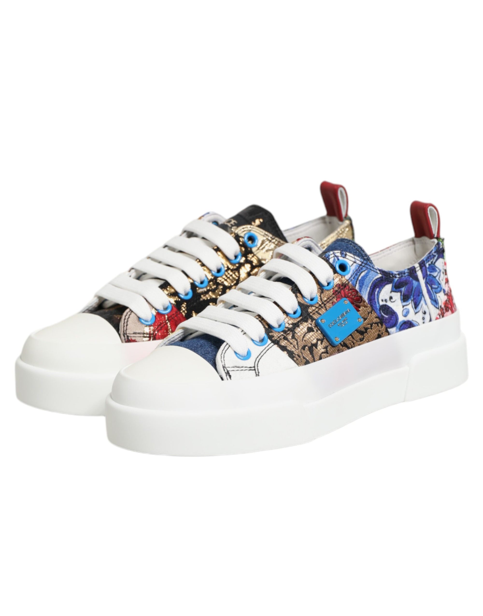 Dolce &amp; Gabbana Multicolor Patchwork Low Top Sneakers Shoes