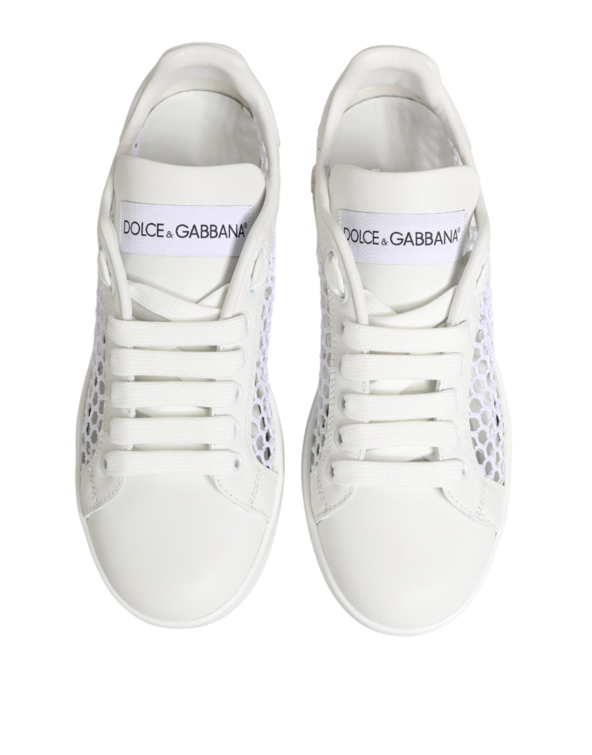 Dolce &amp; Gabbana White Mesh Inserts Low Top Sneakers Shoes