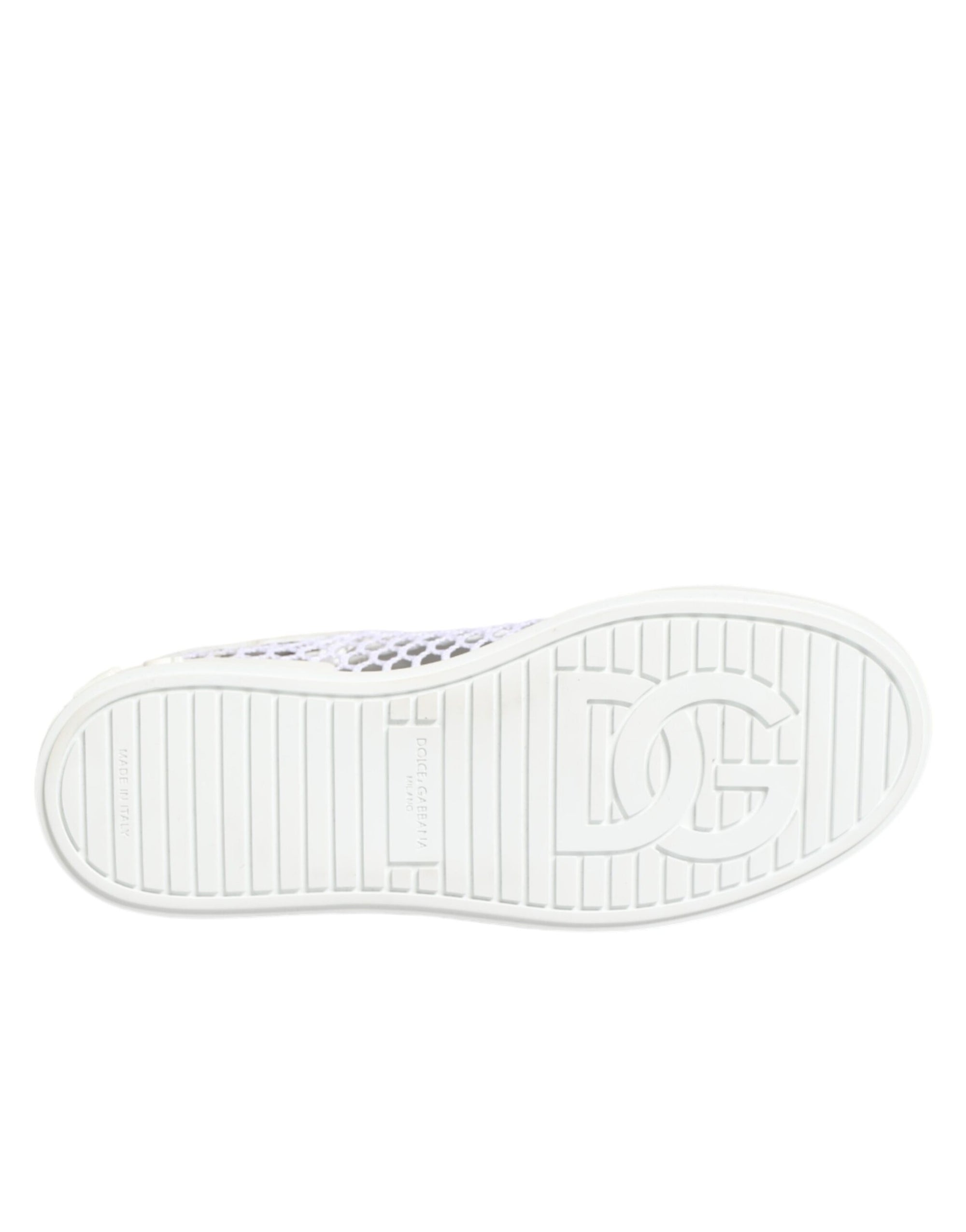 Dolce &amp; Gabbana White Mesh Inserts Low Top Sneakers Shoes