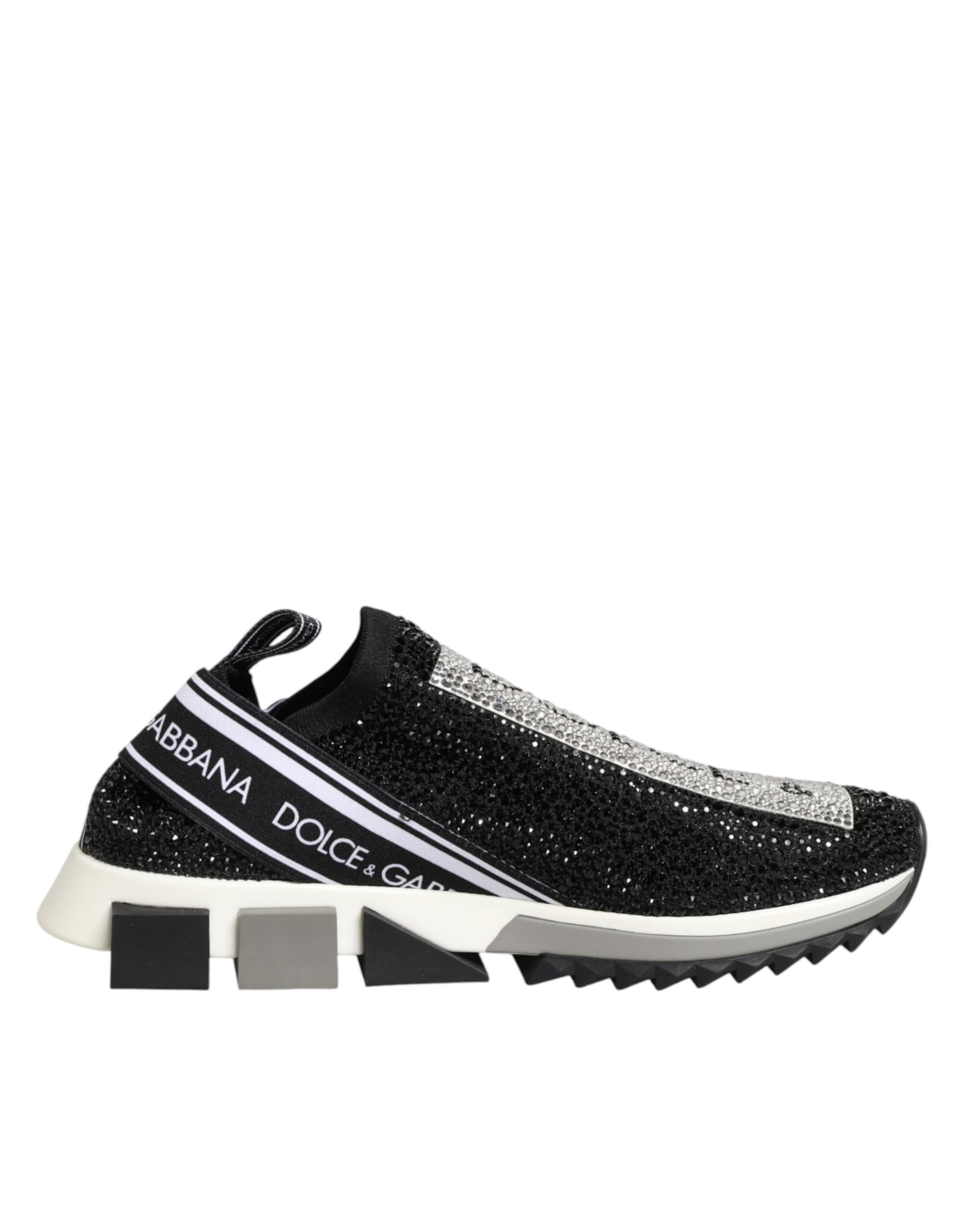 Dolce &amp; Gabbana Black Silver Slip On Sorrento Sneakers Shoes