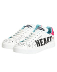 Dolce & Gabbana White Leather Graffiti Low Top Sneakers Shoes