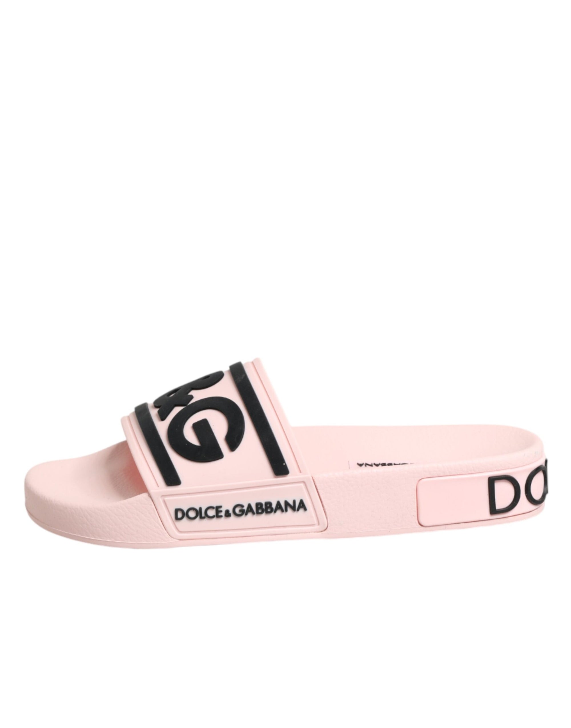 Dolce &amp; Gabbana Pink Rubber Slides Sandals Beachwear Shoes