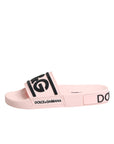 Dolce & Gabbana Pink Rubber Slides Sandals Beachwear Shoes