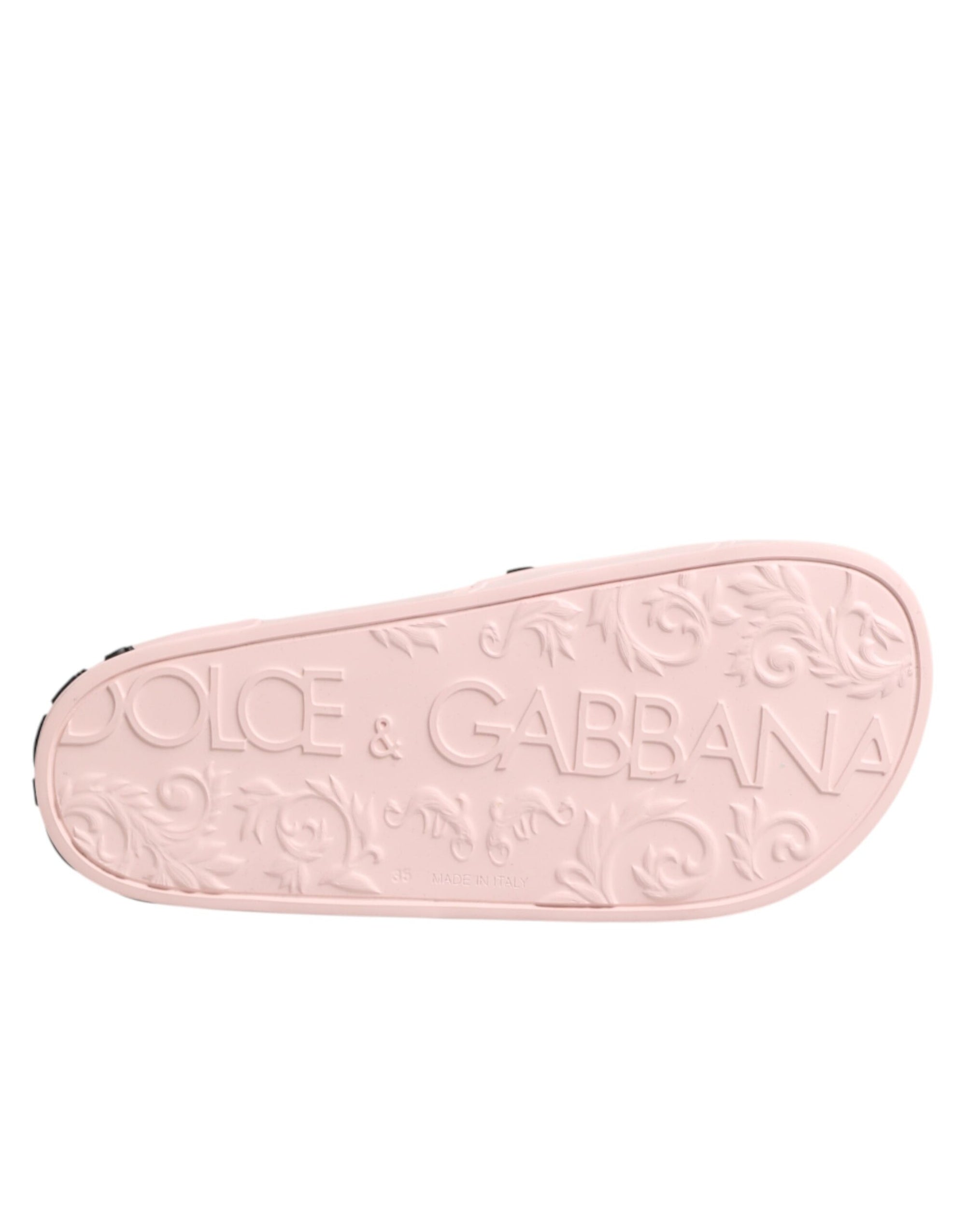 Dolce &amp; Gabbana Pink Rubber Slides Sandals Beachwear Shoes