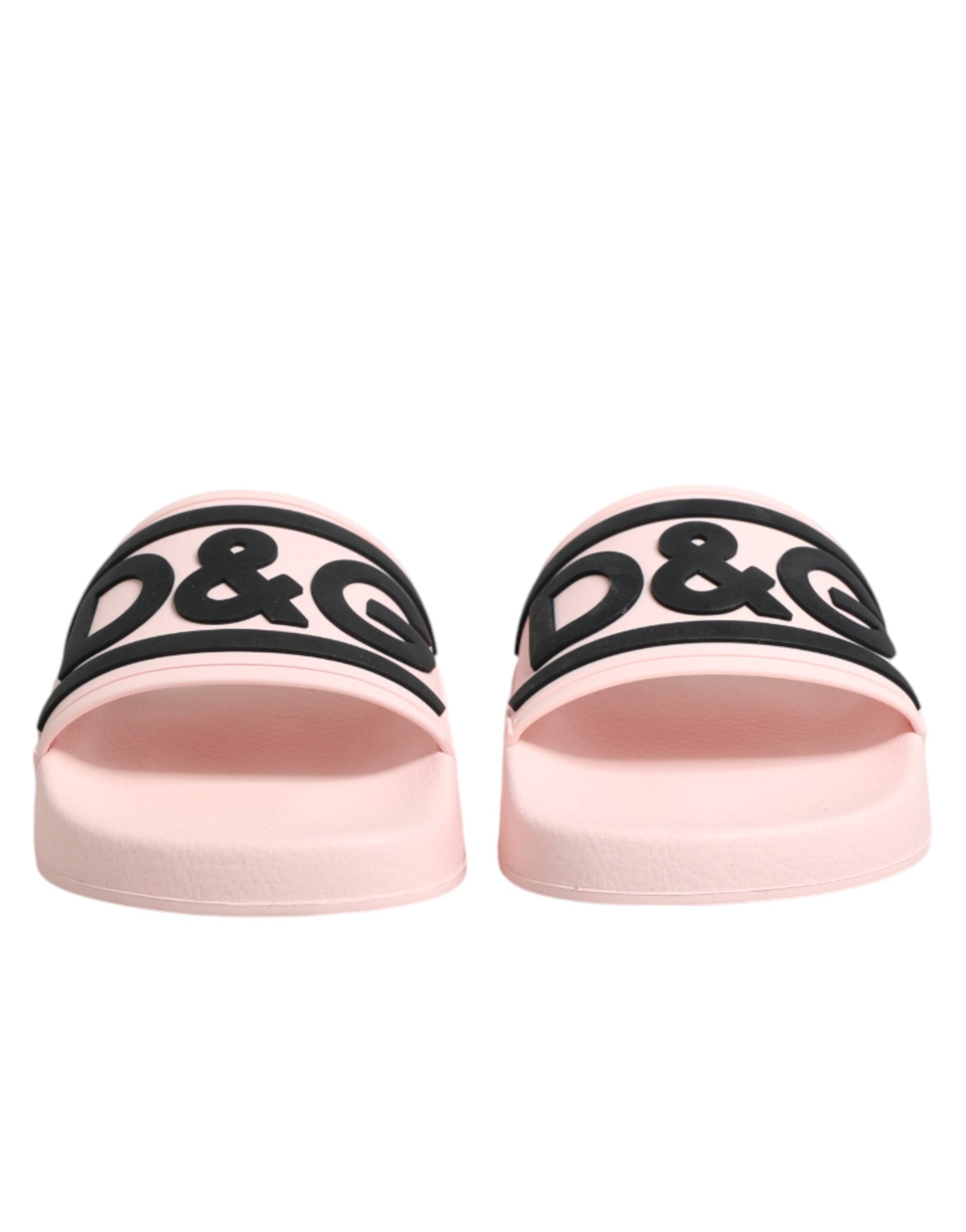 Dolce &amp; Gabbana Pink Rubber Slides Sandals Beachwear Shoes