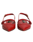 Dolce & Gabbana Red Leather Slingback Flats Sandals Shoes