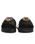 Dolce & Gabbana Black Devotion Matelassé Leather Slides Shoes