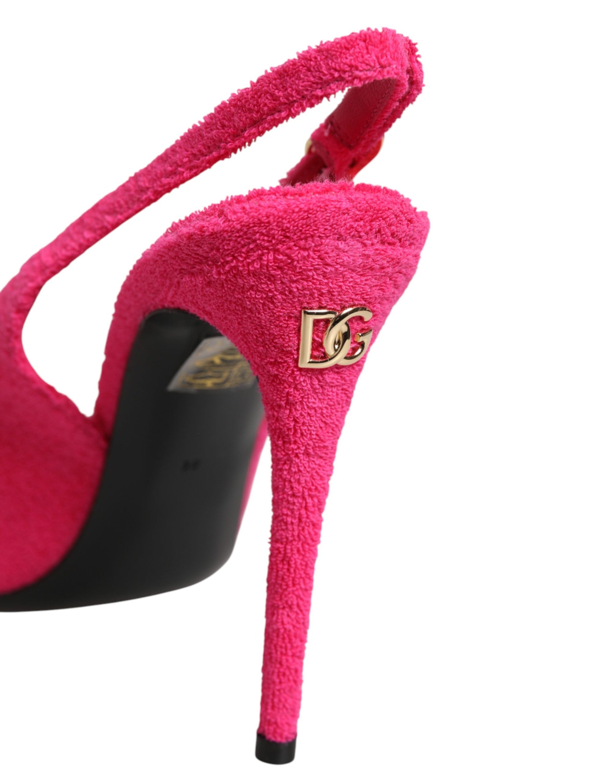 Dolce &amp; Gabbana Pink Terry Cloth High Heels Slingback Shoes