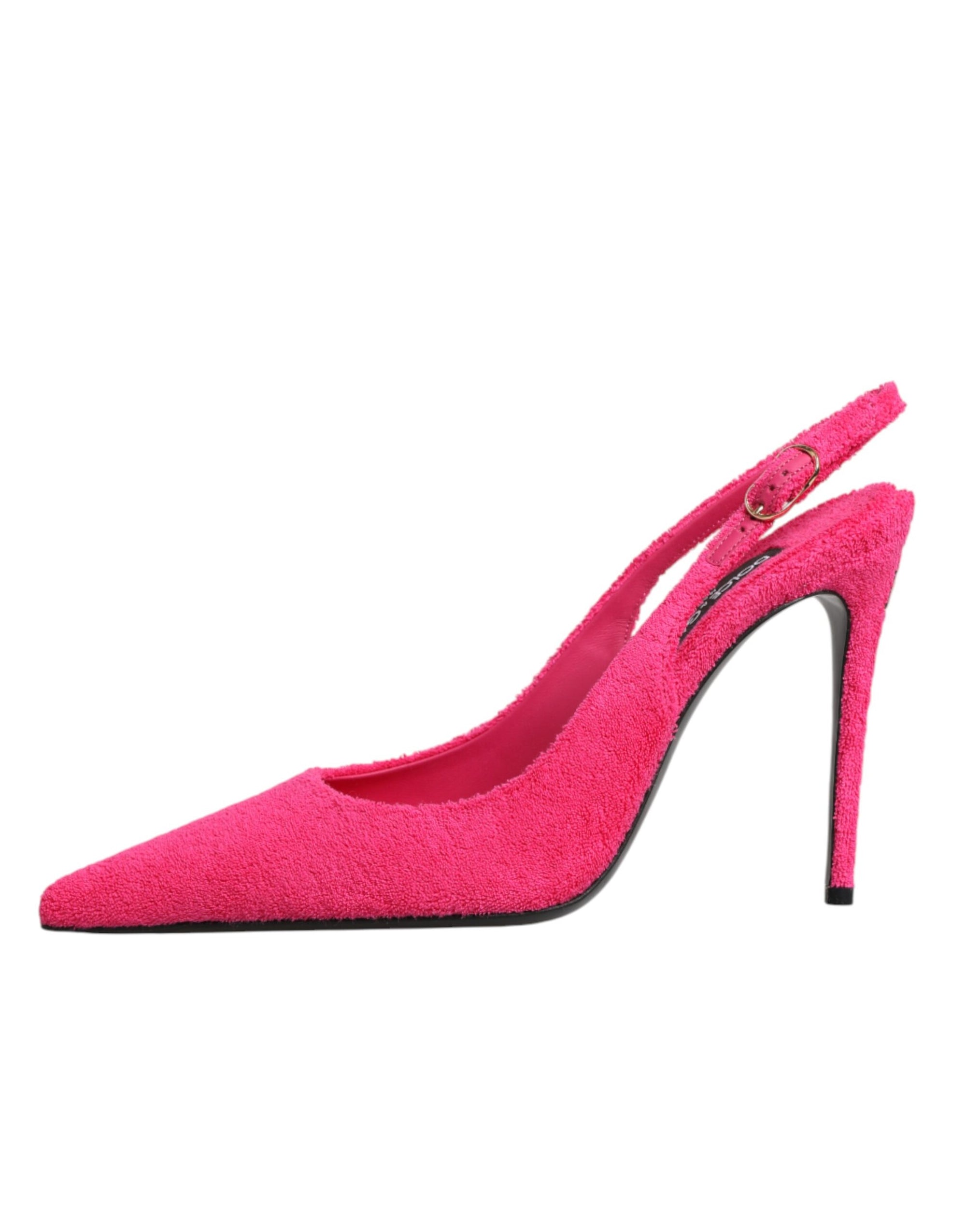 Dolce &amp; Gabbana Pink Terry Cloth High Heels Slingback Shoes