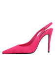 Dolce & Gabbana Pink Terry Cloth High Heels Slingback Shoes