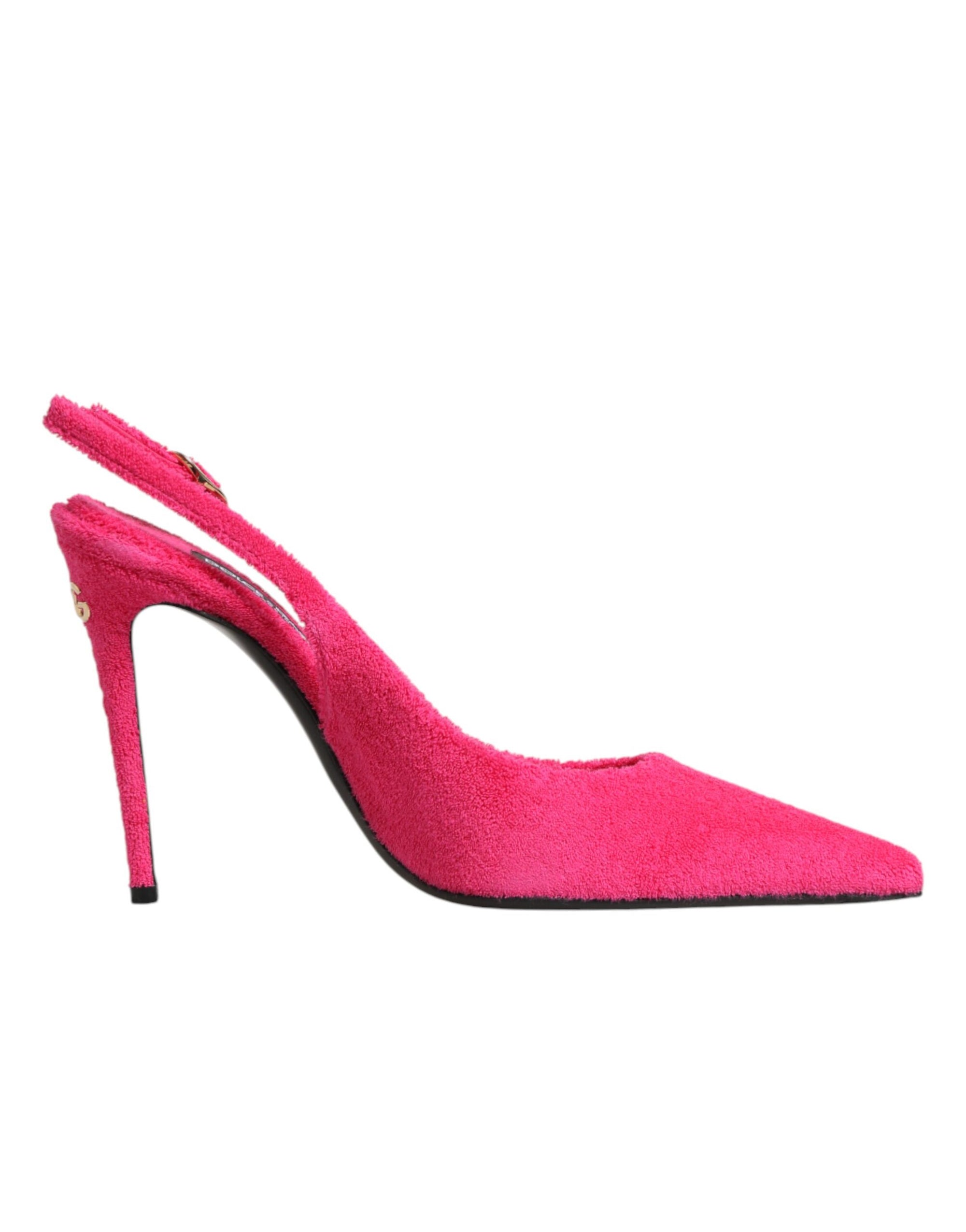 Dolce &amp; Gabbana Pink Terry Cloth High Heels Slingback Shoes