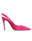 Dolce & Gabbana Pink Terry Cloth High Heels Slingback Shoes