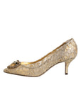 Dolce & Gabbana Gold Taormina Lace DEVOTION Pumps Shoes