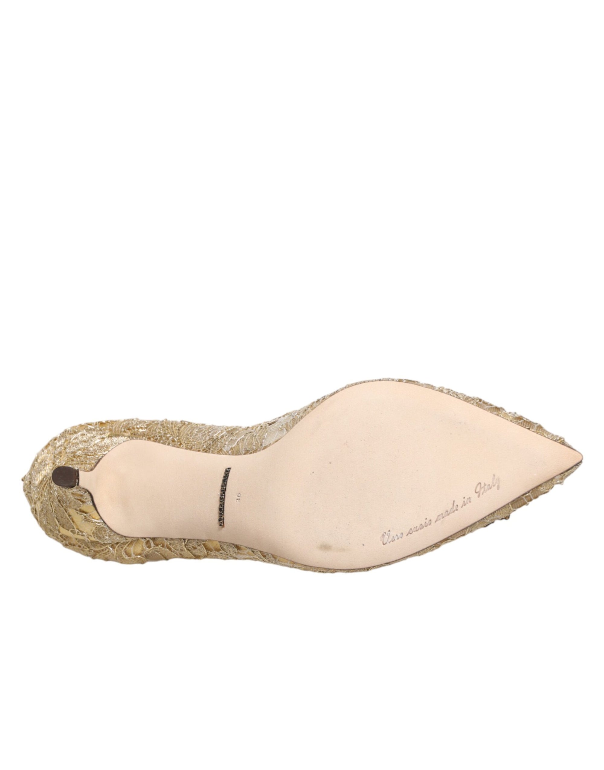 Dolce &amp; Gabbana Gold Taormina Lace DEVOTION Pumps Shoes