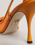 Dolce & Gabbana Orange Leather Mesh Heels Slingback  Shoes