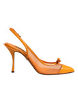 Dolce & Gabbana Orange Leather Mesh Heels Slingback  Shoes