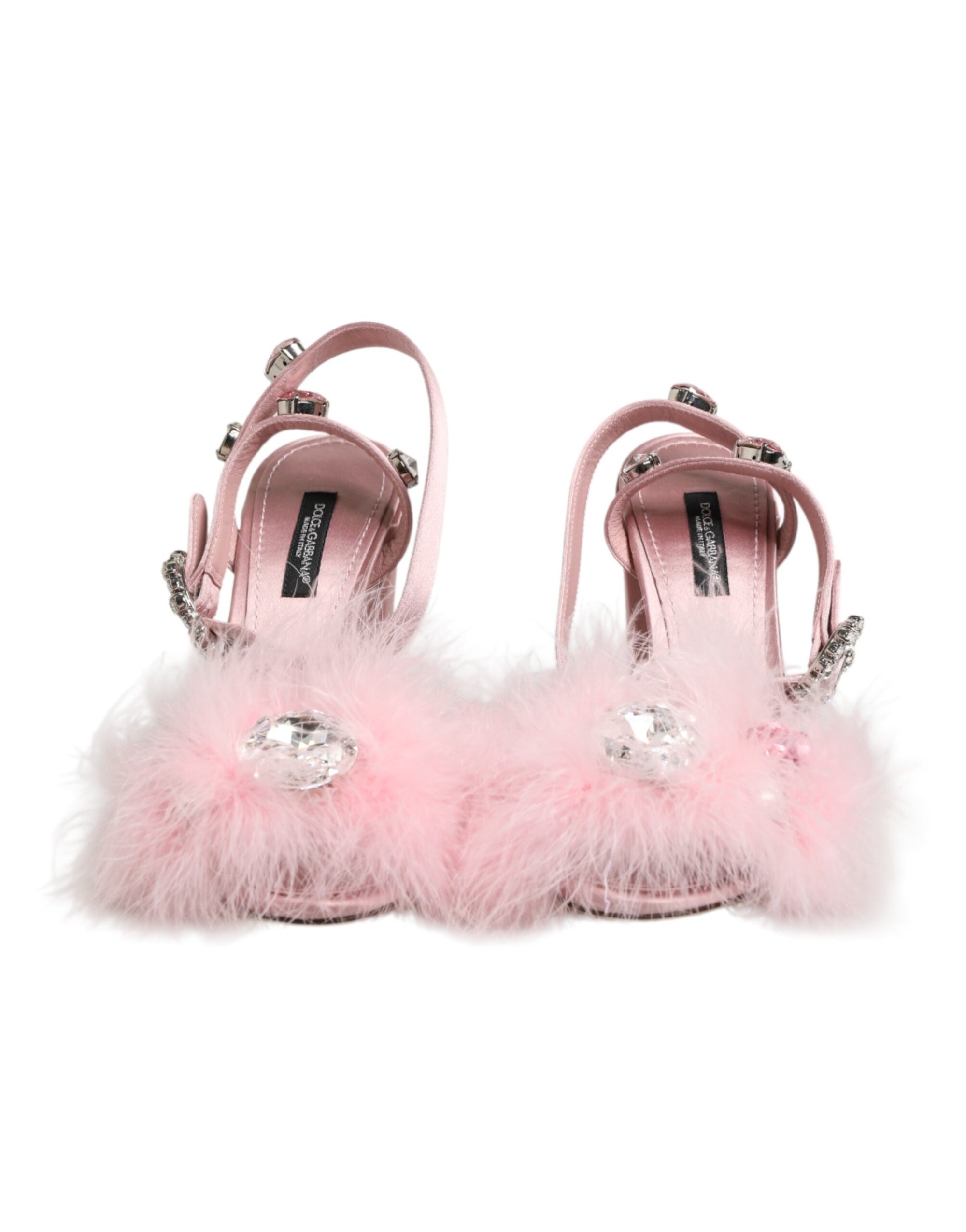 Dolce &amp; Gabbana Pink Sequined Ankle Strap Sandals Shoes