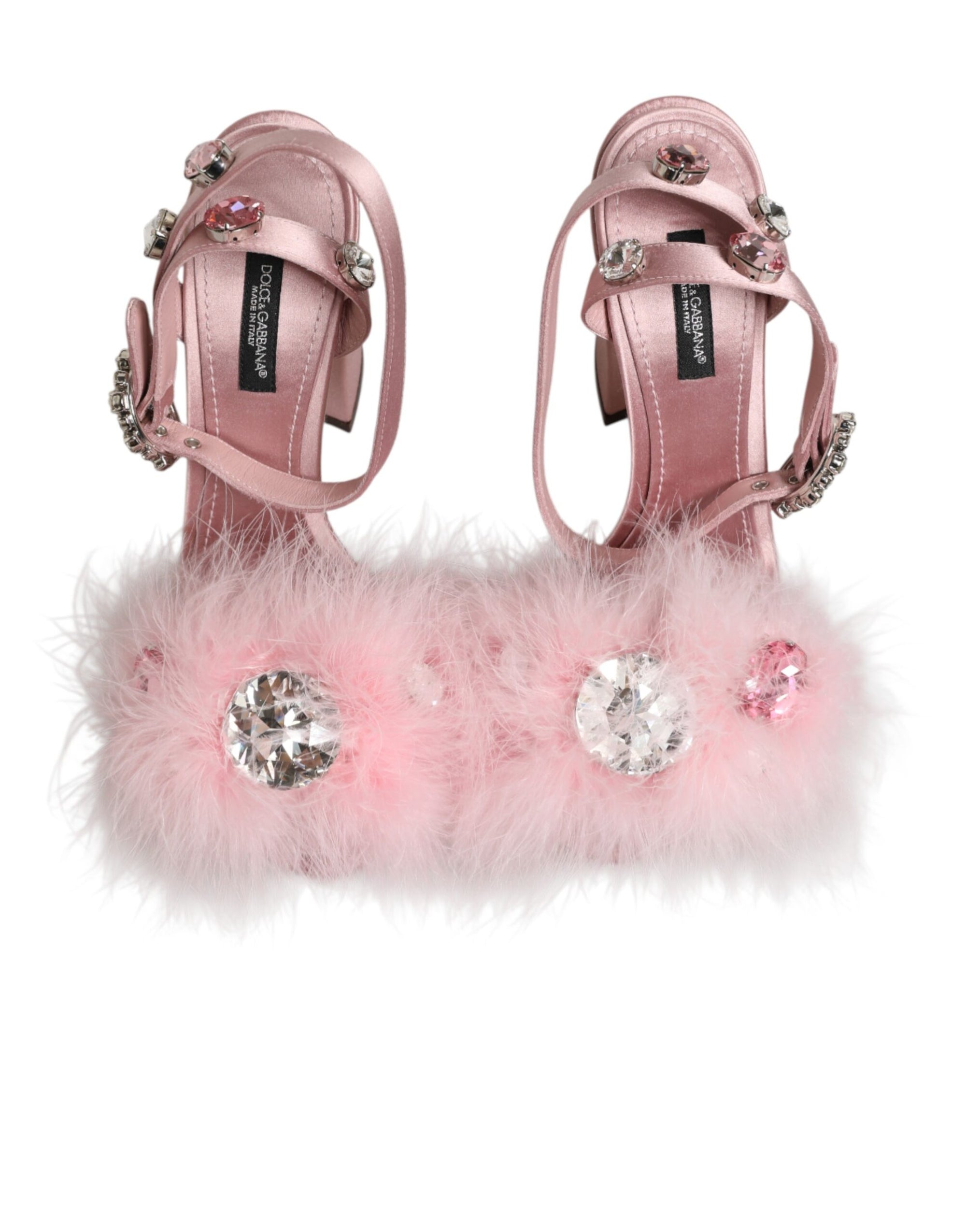 Dolce &amp; Gabbana Pink Sequined Ankle Strap Sandals Shoes