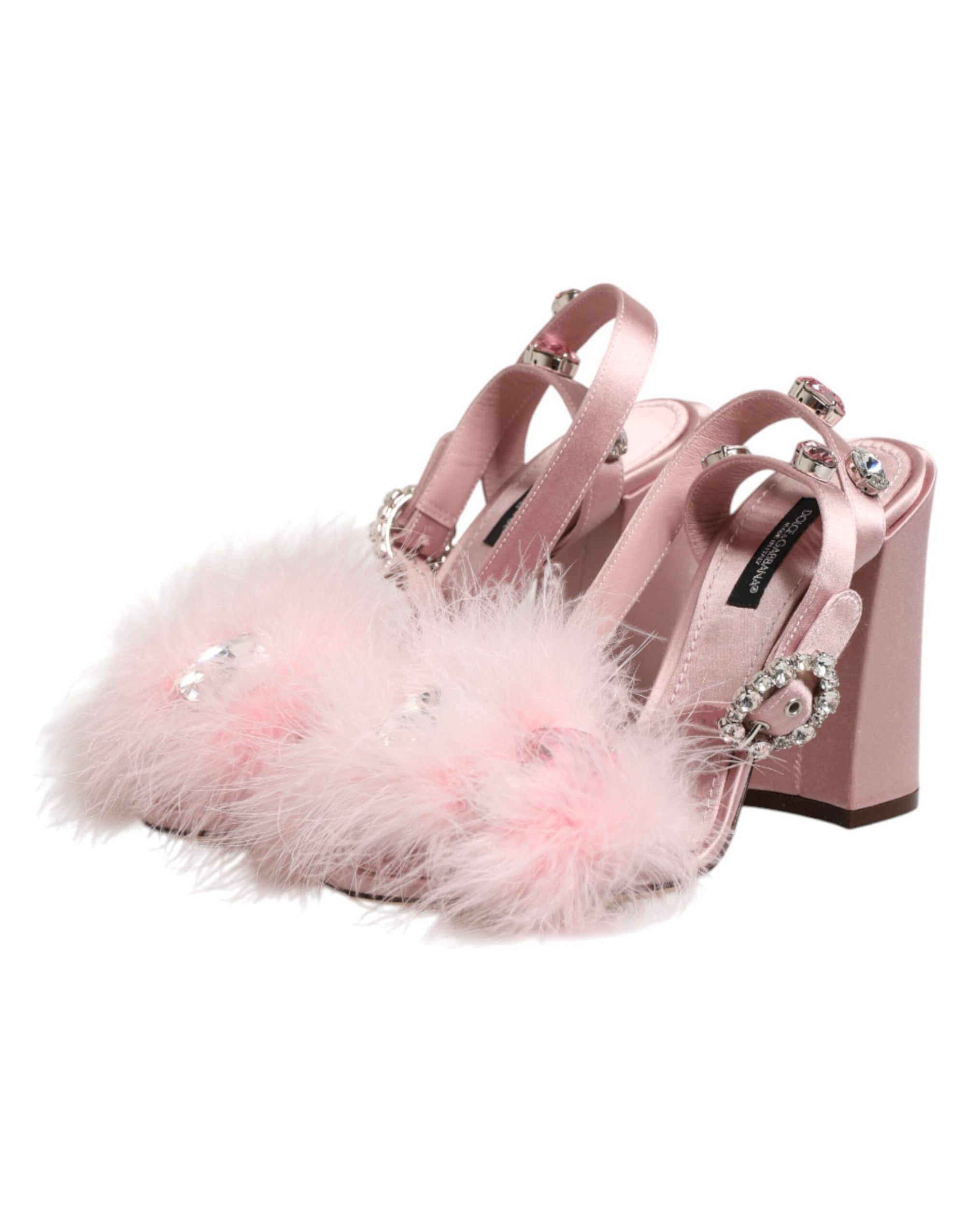 Dolce &amp; Gabbana Pink Sequined Ankle Strap Sandals Shoes