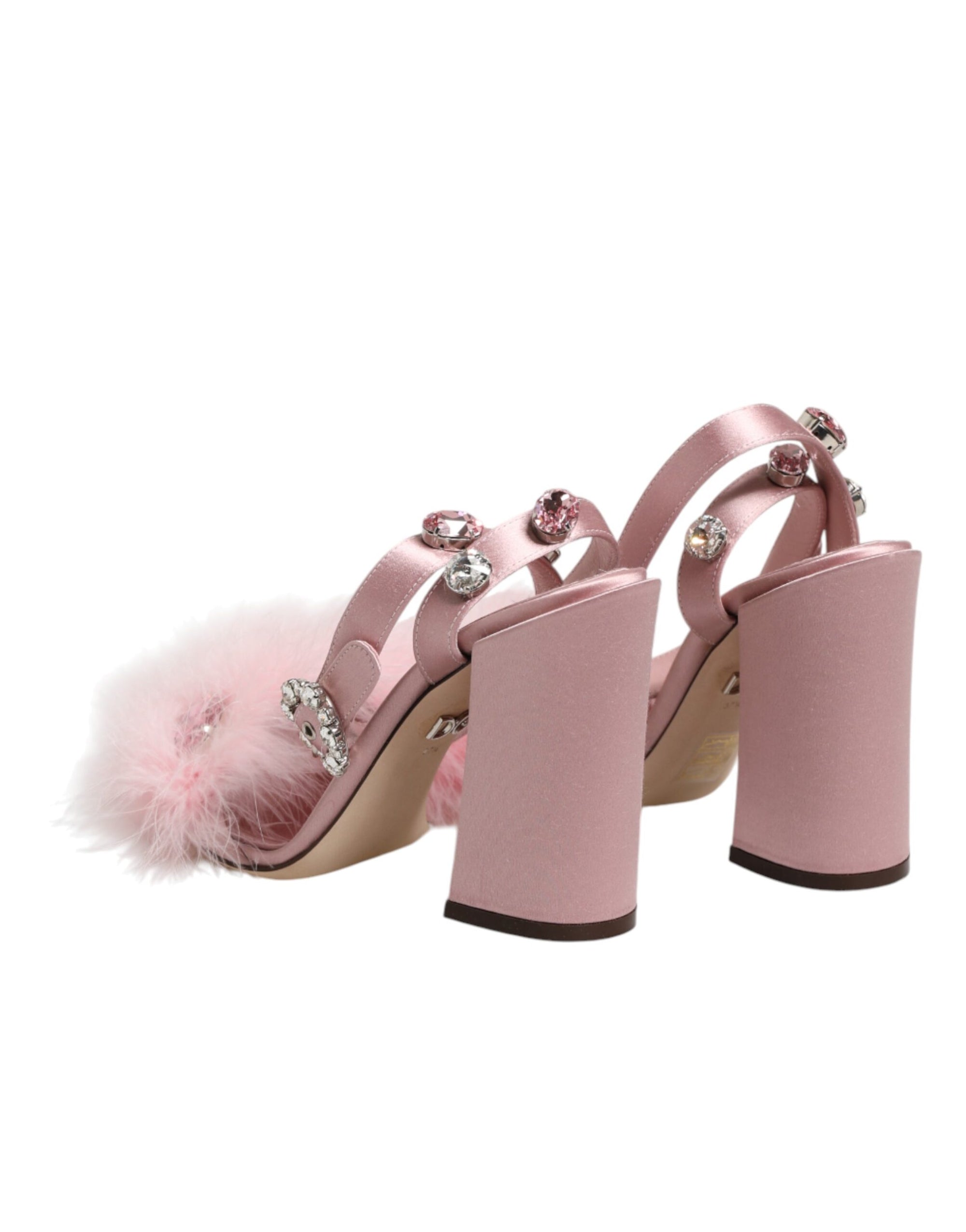 Dolce &amp; Gabbana Pink Sequined Ankle Strap Sandals Shoes