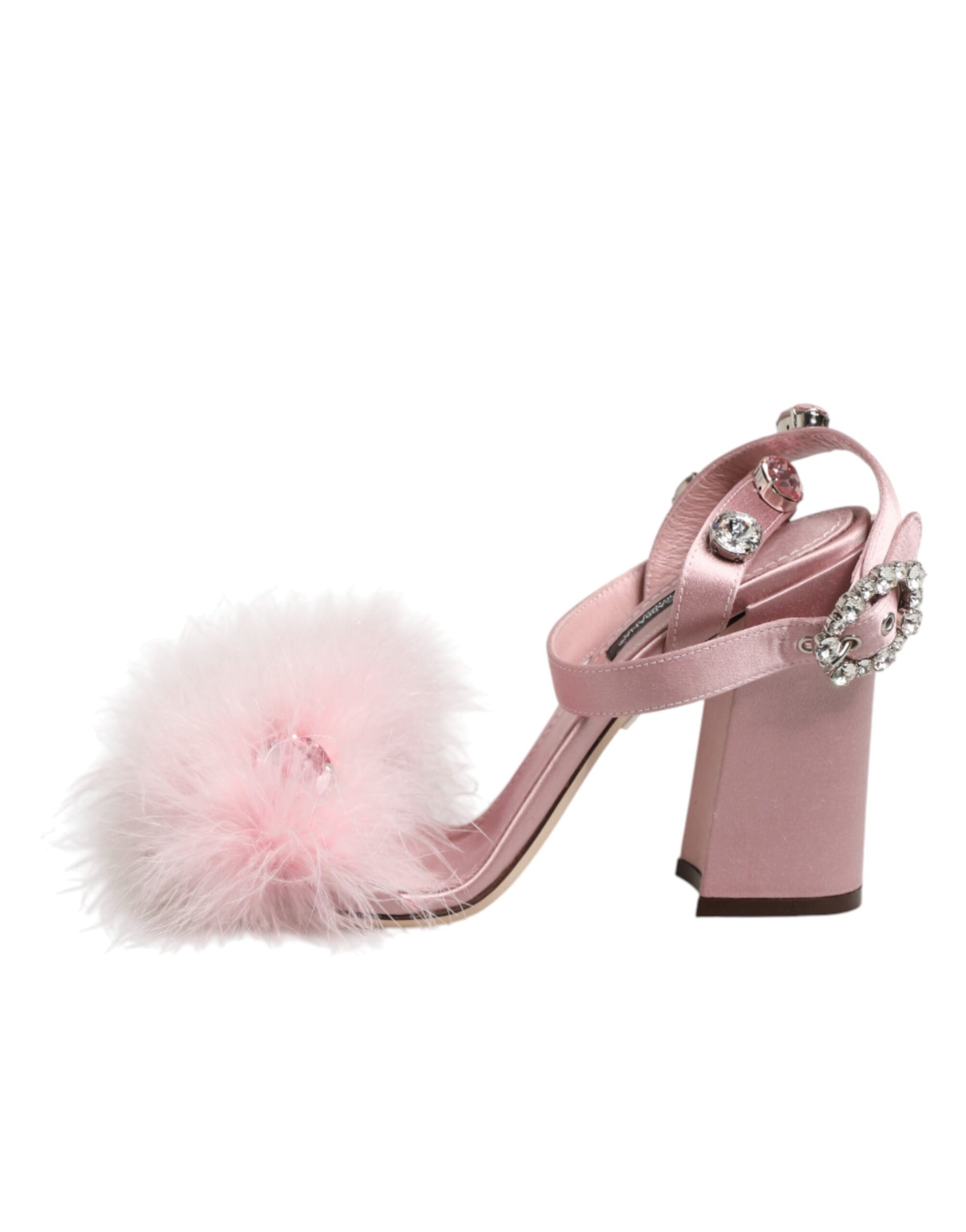 Dolce &amp; Gabbana Pink Sequined Ankle Strap Sandals Shoes