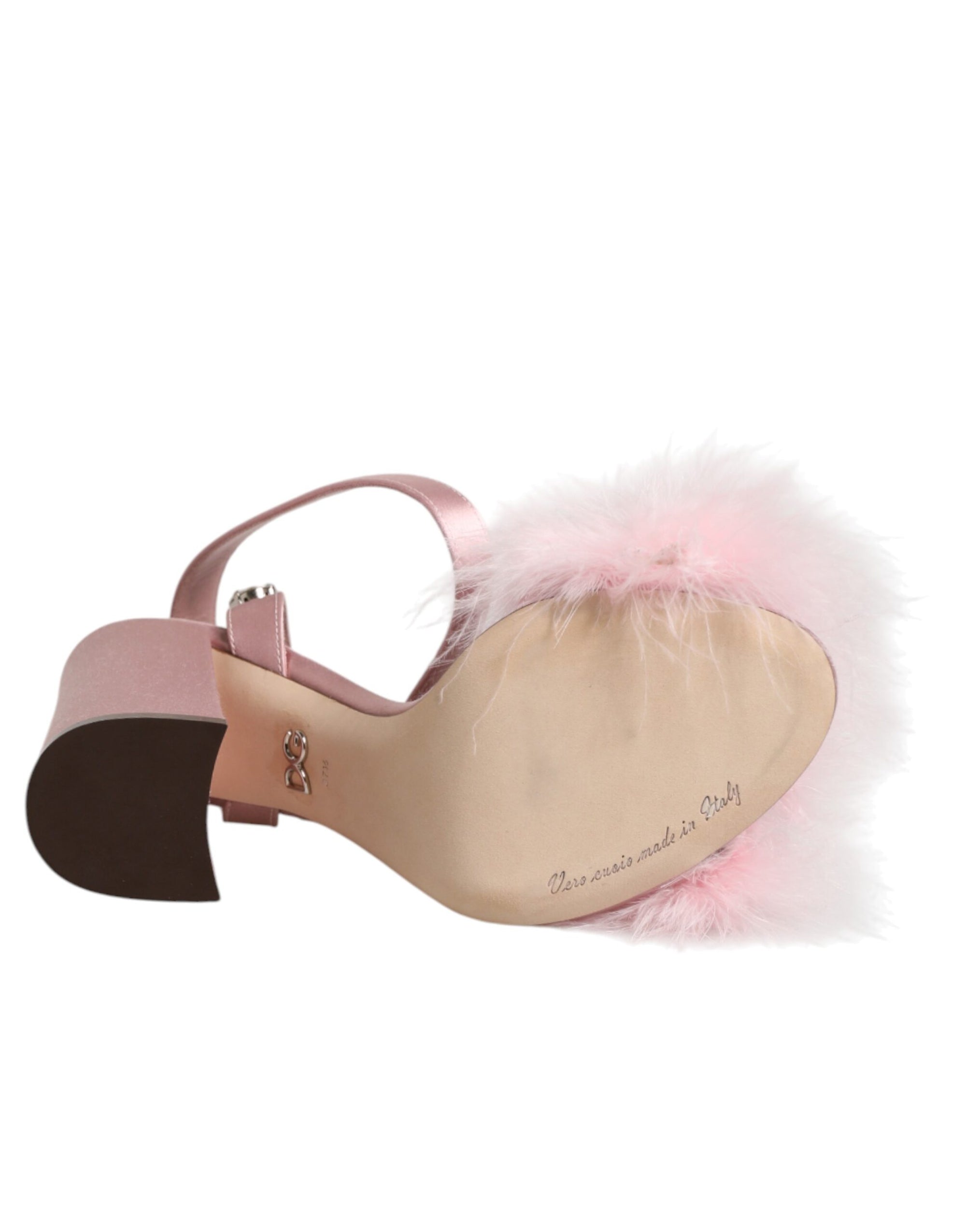 Dolce &amp; Gabbana Pink Sequined Ankle Strap Sandals Shoes