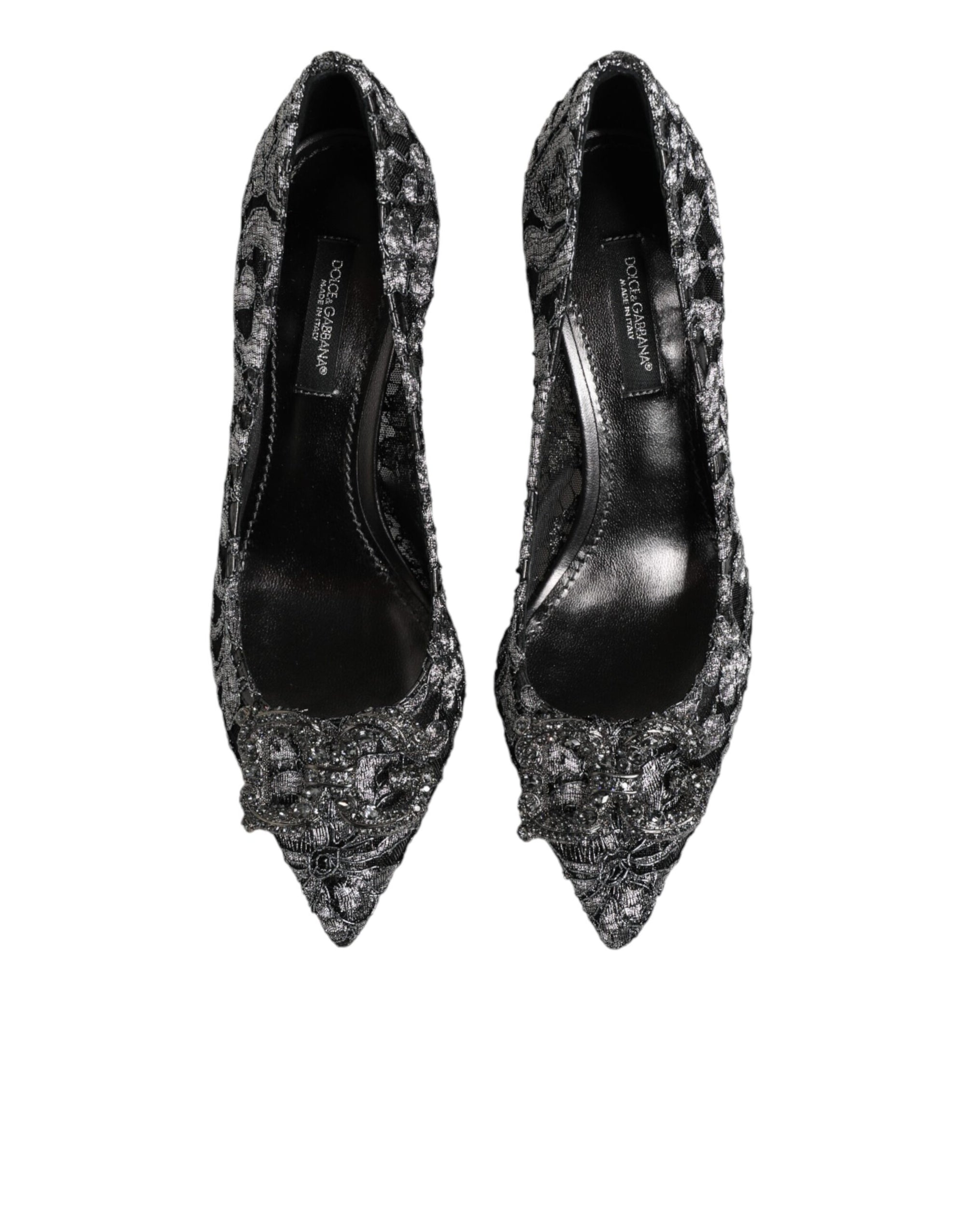 Dolce &amp; Gabbana Silver Lace DG Amore Heels Pumps Shoes
