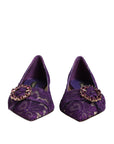 Dolce & Gabbana Purple Taormina Lace Crystals Flats Shoes