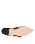 Dolce & Gabbana Red Leather Slingback Flats Sandals Shoes