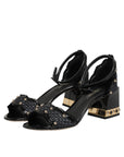 Dolce & Gabbana Black Studded Ankle Strap Sandals Shoes