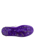 Dolce & Gabbana White Purple Leather Low Top Sneaker Shoes