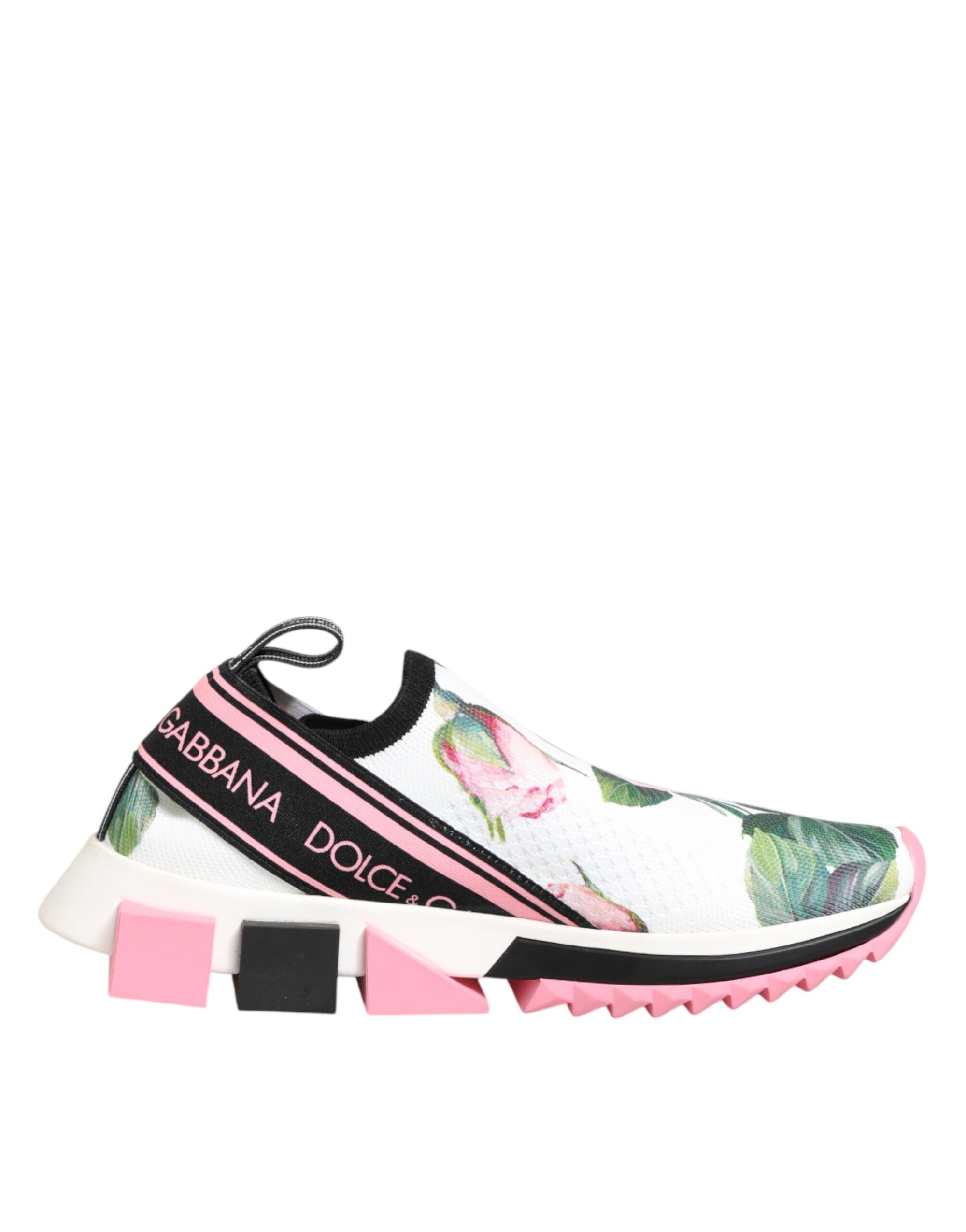 Dolce &amp; Gabbana White Rose Print Sorrento Sneakers Shoes