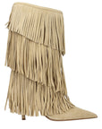 Paris Texas Beige Leather Flat Boots