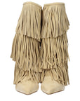 Paris Texas Beige Leather Flat Boots