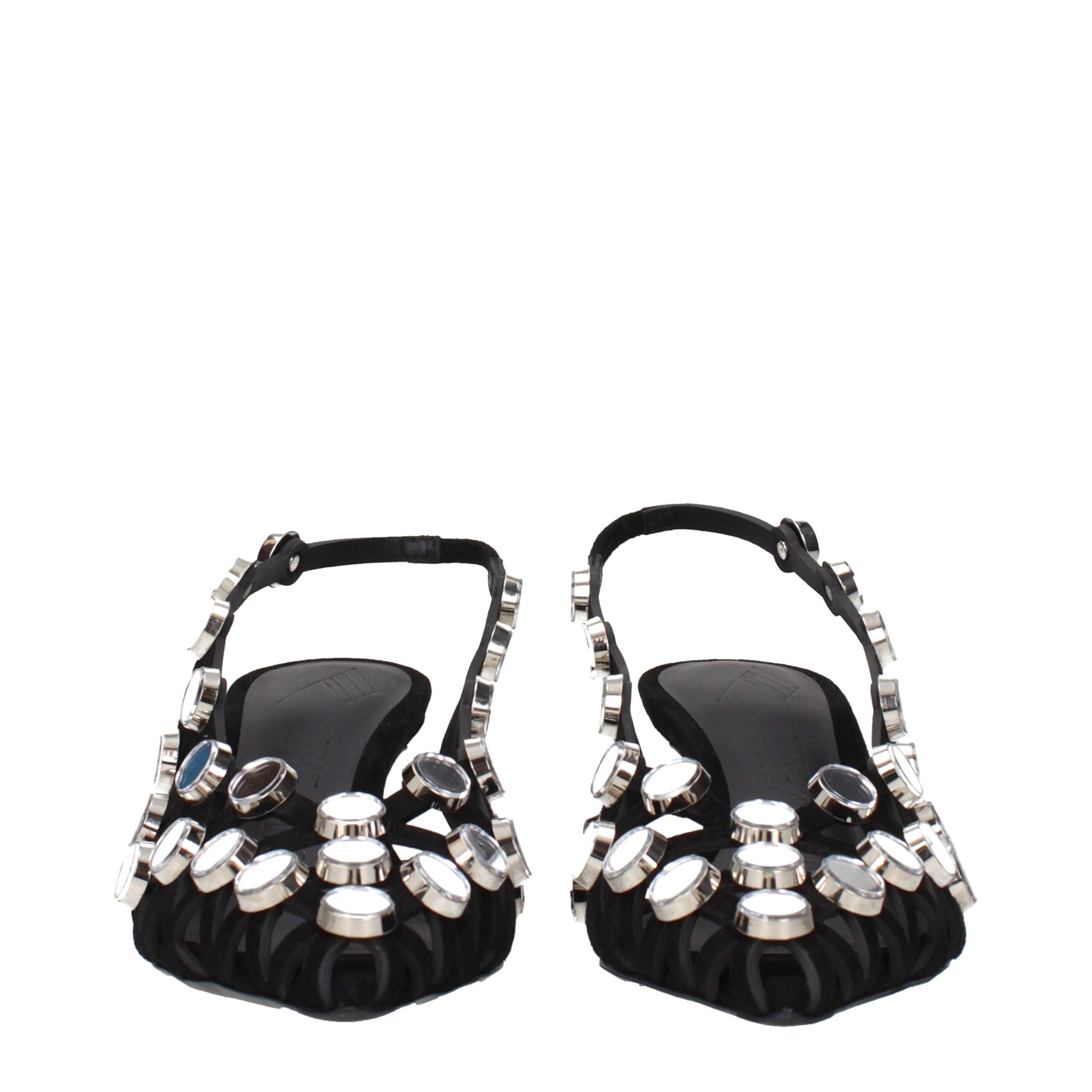 The Attico Black Leather Stiletto Heel Sandals