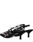 The Attico Black Leather Stiletto Heel Sandals
