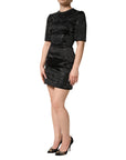 Dolce & Gabbana Black Embellished Short Sleeve Sheath Dress