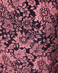 Dolce & Gabbana Black Pink Floral Lace Silk Sheath Dress