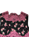 Dolce & Gabbana Black Pink Floral Lace Silk Sheath Dress