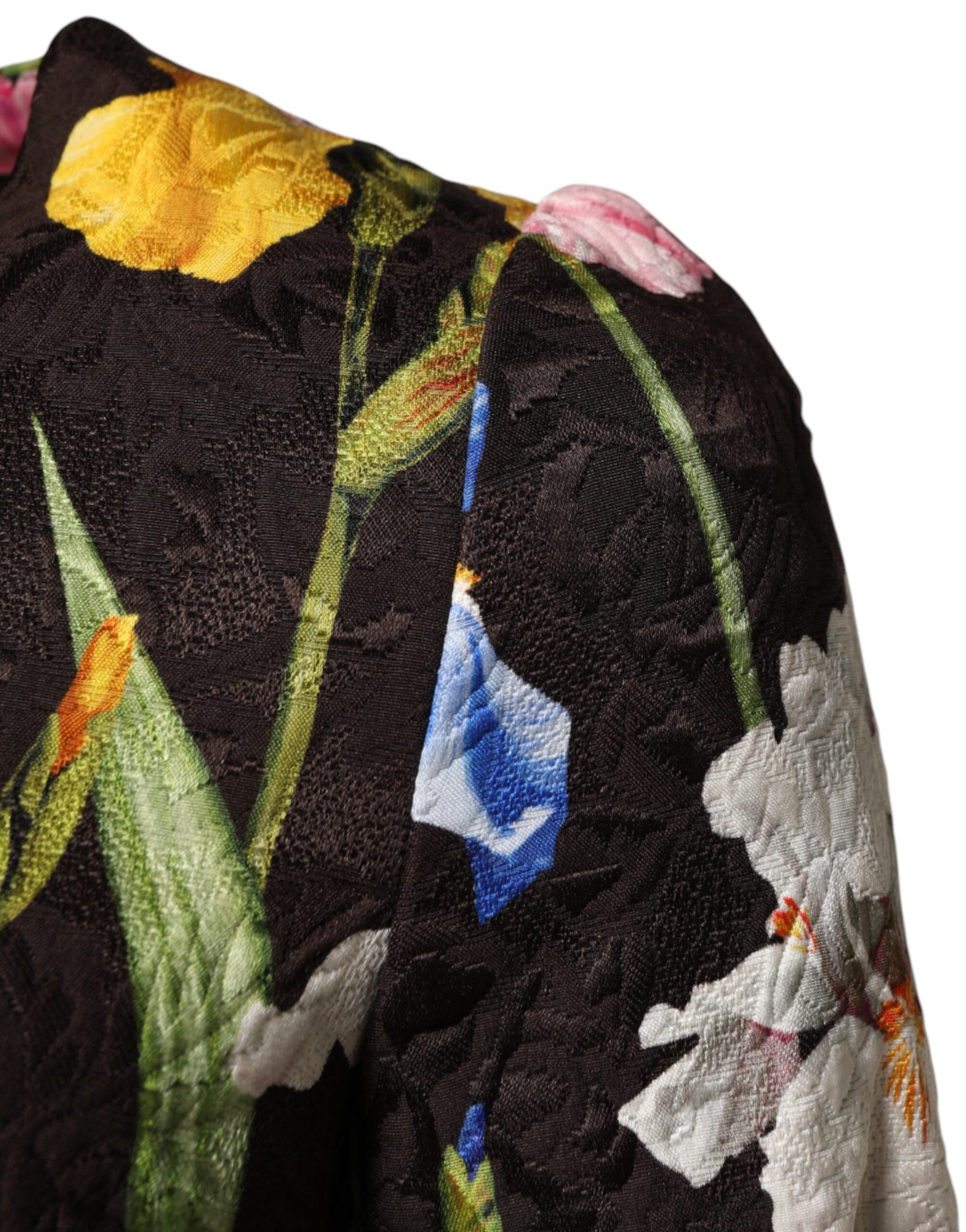 Dolce &amp; Gabbana Black Floral Brocade A-line Mini Dress