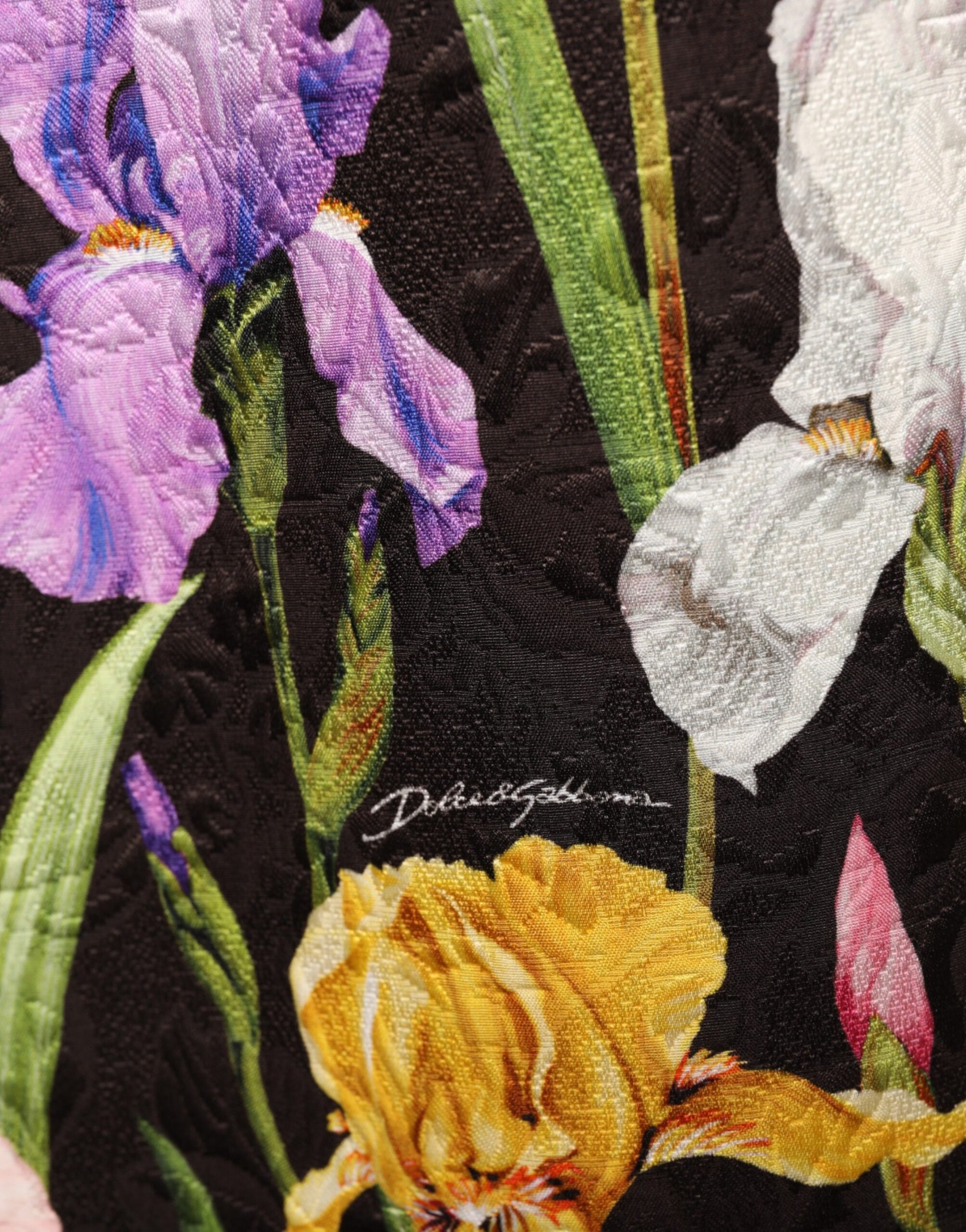 Dolce &amp; Gabbana Black Floral Brocade A-line Mini Dress