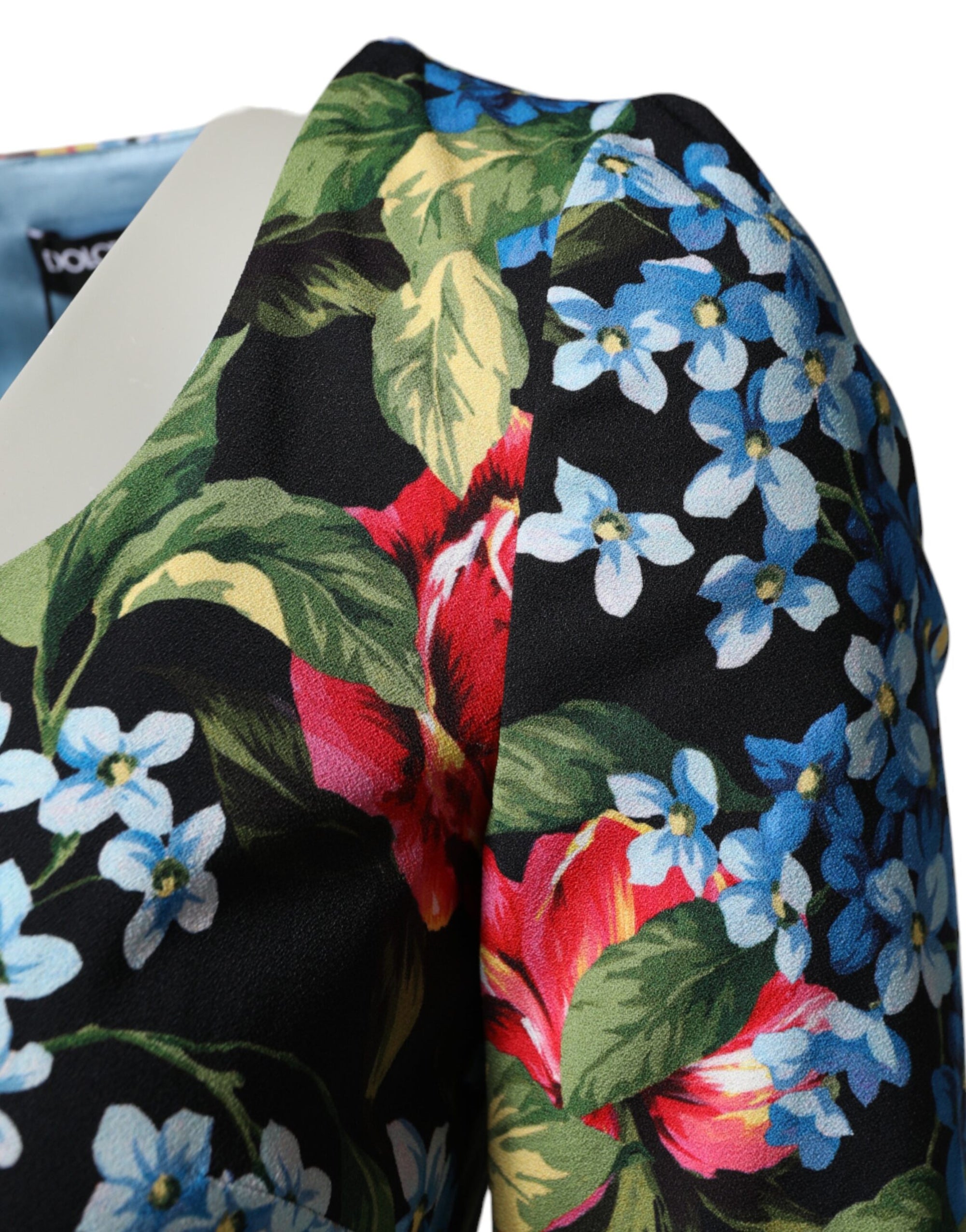 Dolce &amp; Gabbana Black Floral Print Viscose Sheath Midi Dress