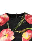 Dolce & Gabbana Black Floral Print Viscose A-line Mini  Dress