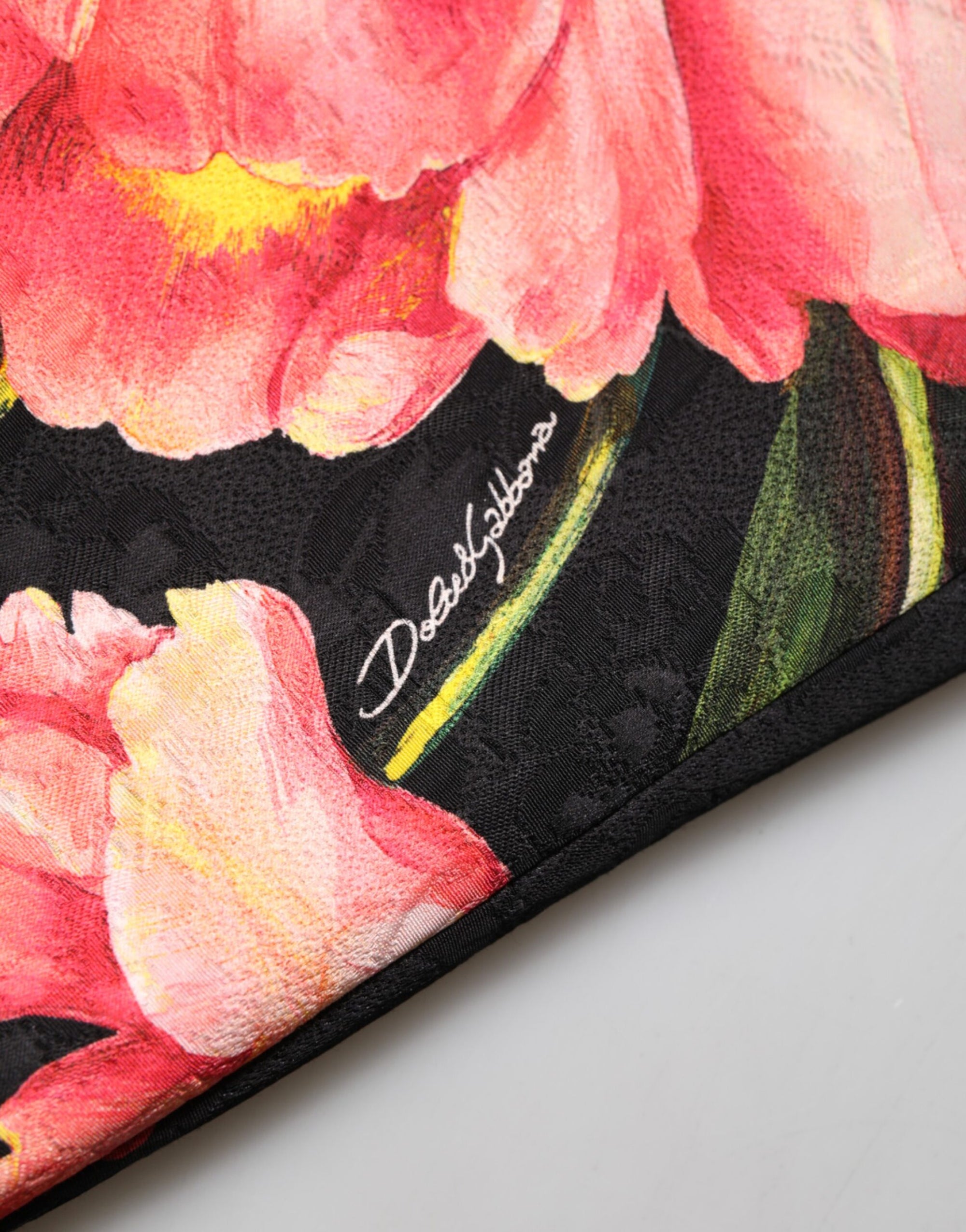 Dolce &amp; Gabbana Black Floral Print Viscose A-line Mini  Dress